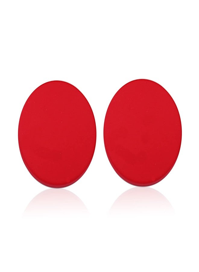 Aishgjia Big Round Circle Acrylic Resin Stud Earrings for Women Cute Candy Color Earrings Statement Neon Earrings Geometric Colorful Button Disc Stud Earrings Fashion Jewelry 80s (Red) - Image 1